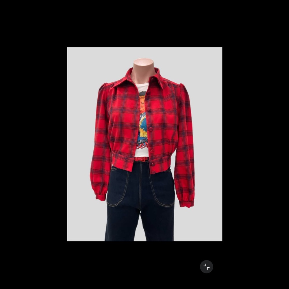Red Plaid Button-Up Jacket
